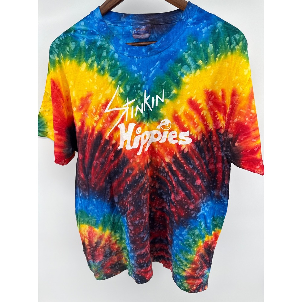 Stinkin Hippies Tie Dye T Shirt Hanes Heavyweight Adult Tee XL